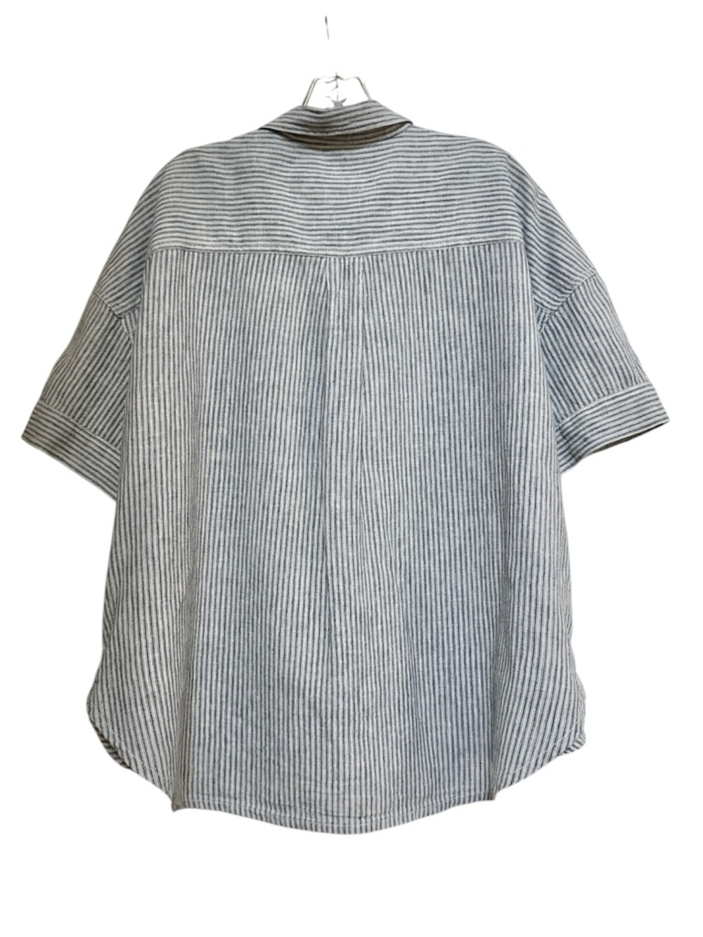 J. Crew Navy and White Striped Button-Down Shirt Linen Blend Sz XXL - Picture 2 of 9